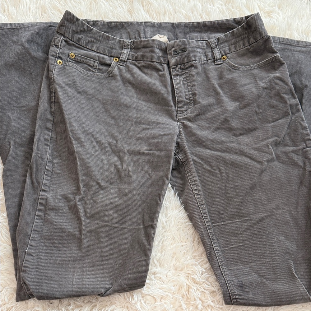 J. Crew Gray Ribbed Cotton-Blend Pants